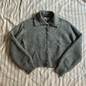 & Other Stories Collar Detail Cardigan Sweater Wool and Alpaca Blend in Gray